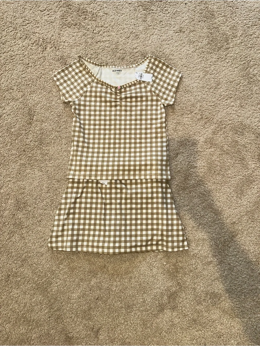 Old Navy Tan and White Gingham Skort set